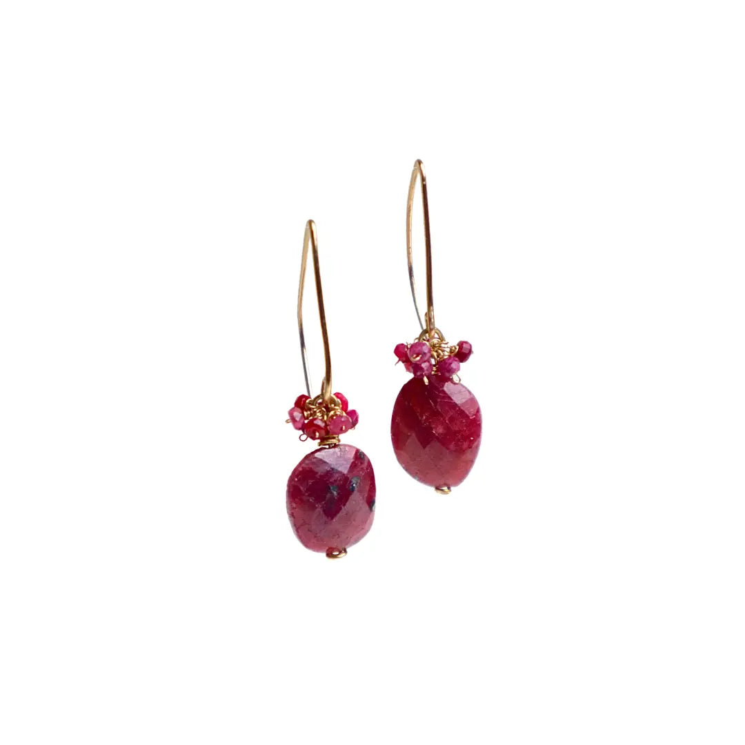 14/20 Yellow Gold-Filled Gems Earring in Ruby & Quartz - Image #3