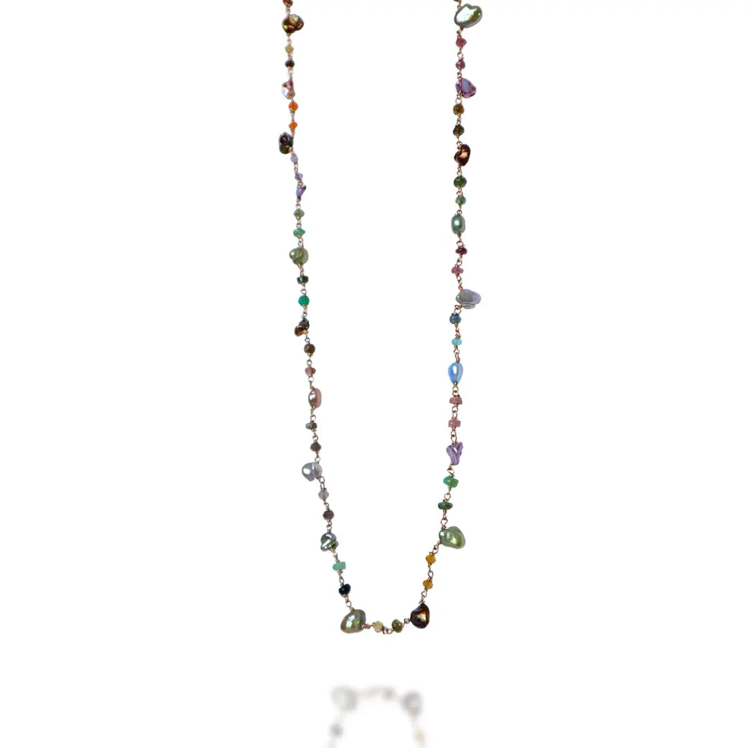 Golden Harvest Necklace: Tourmaline & Keshi Pearl - Image #3