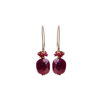 14/20 Yellow Gold-Filled Gems Earring in Ruby & Quartz - Image #1