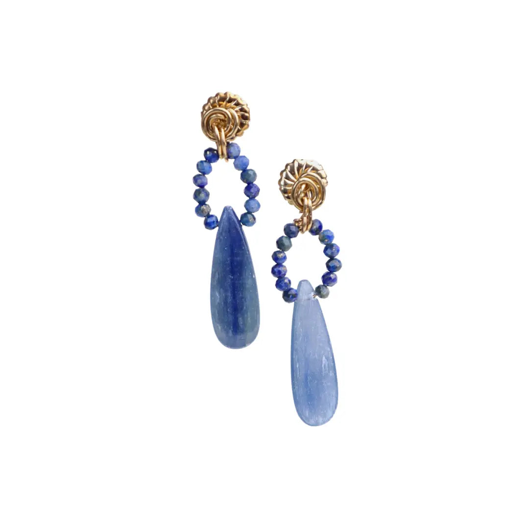 14/20 Gold Filled  Earring in Blue kyanite & Lapis Lazuli - Image #3