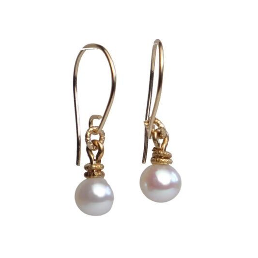 Golden Pearl Drop Earrings - Image #6