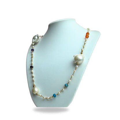 14/20 Yellow Gold-Filled Necklace With Classic Freshwater Cultured Pearl , Baroque & Gems - Image #1