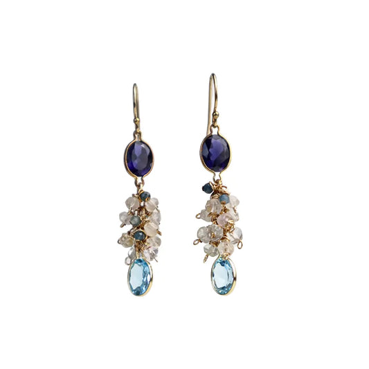 Iolite, Sky Blue Topaz and Aquamarine Earring - Image #4