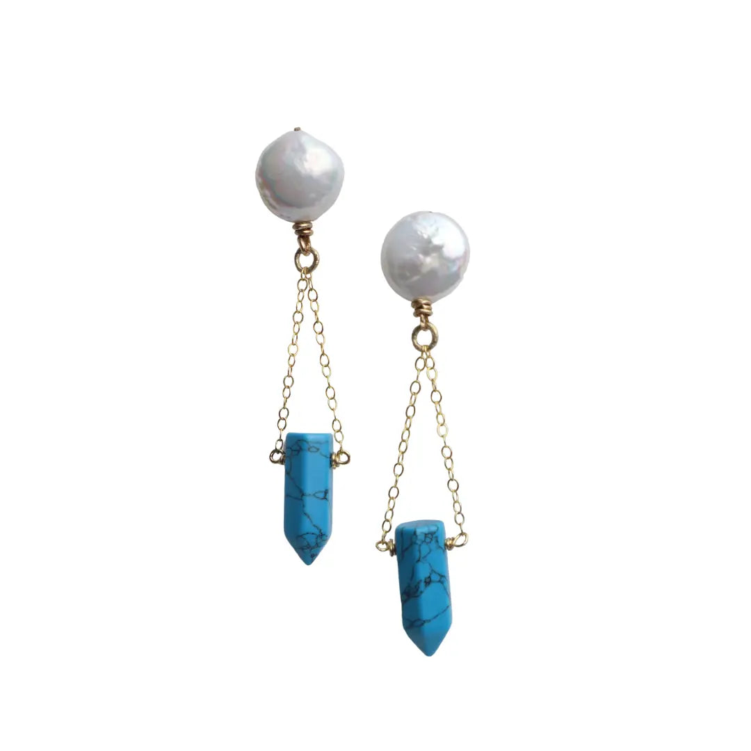 Turquoise Pendulum Earrings - Image #2