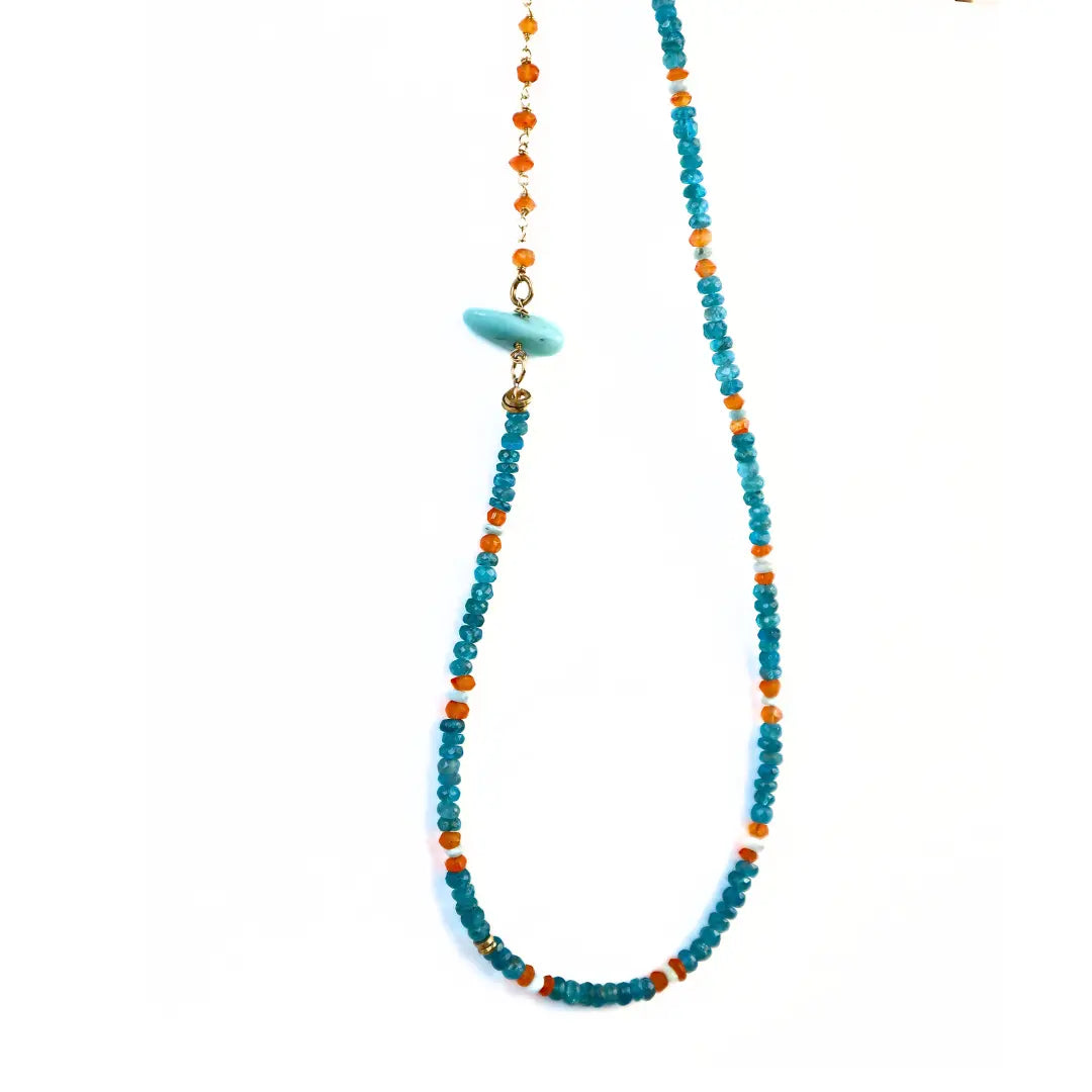 Ocean Serenity Handcrafted Apatite and Carnelian Necklace - Image #5