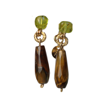 Tiger's Eye Peridot Earrings