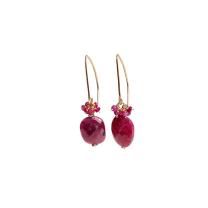 14/20 Yellow Gold-Filled Gems Earring in Ruby & Quartz - Image #2