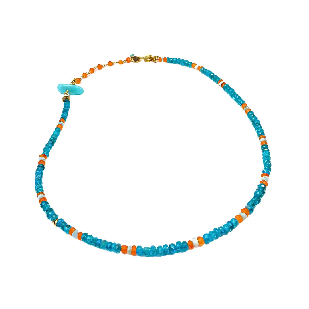 Ocean Serenity Handcrafted Apatite and Carnelian Necklace - Image #5