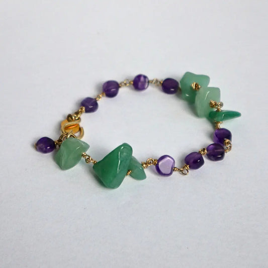 Elegant Amethyst & Green Jade Bracelet - Image #2