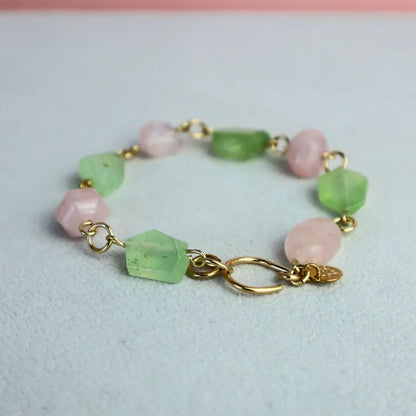 Enchanted Garden Handcrafted Rose Quartz and Peridot Bracelet - Image #3