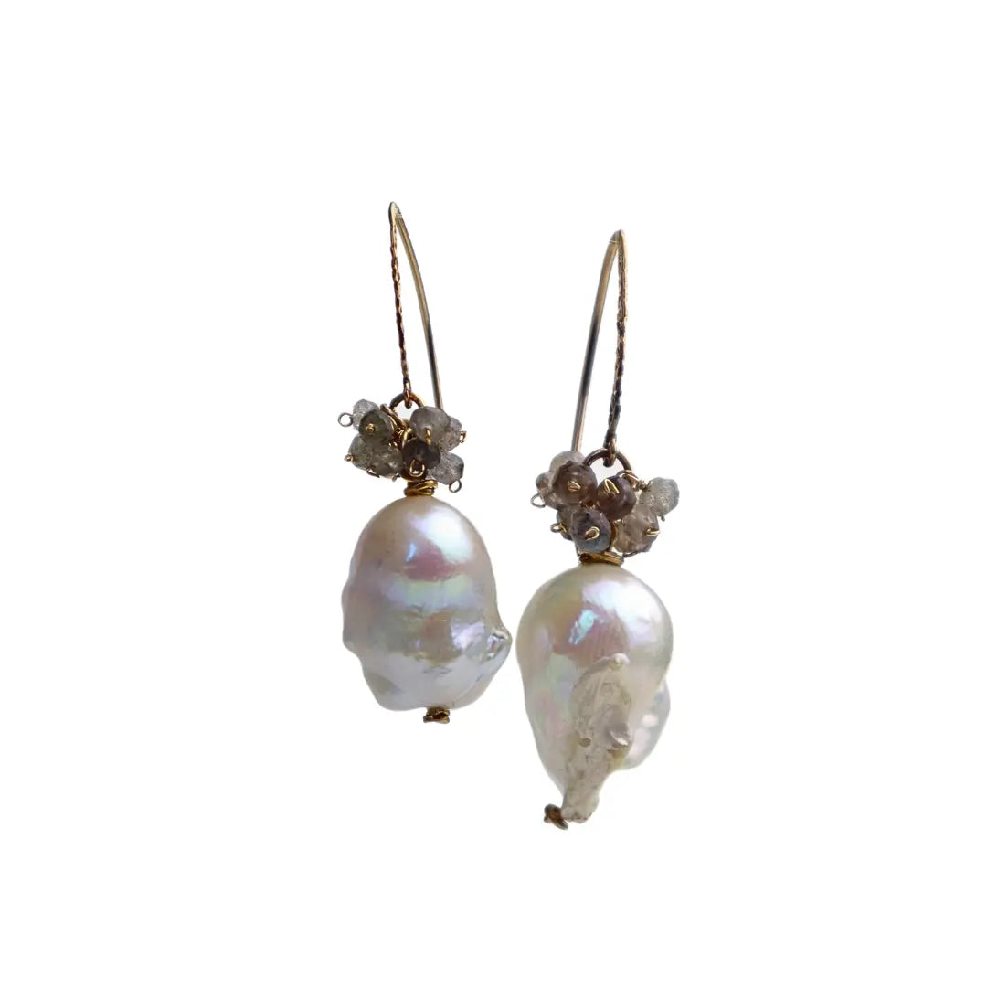 Baroque Pearl & Labradorite   Earring - Image #2