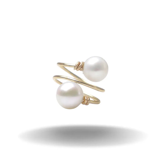 Classic Two Freshwater Pearl Ring - Image #2