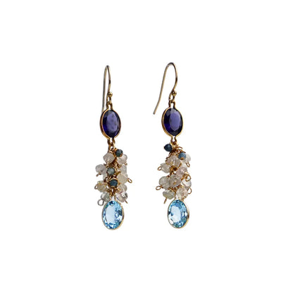 Iolite, Sky Blue Topaz and Aquamarine Earring - Image #4