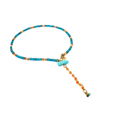 Ocean Serenity Handcrafted Apatite and Carnelian Necklace - Image #4