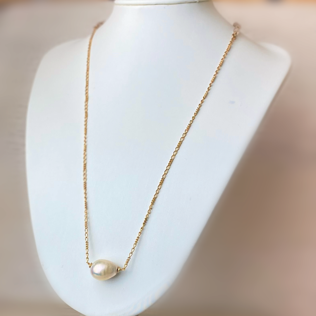 Baroque Pearl Solitaire Necklace - Image #2