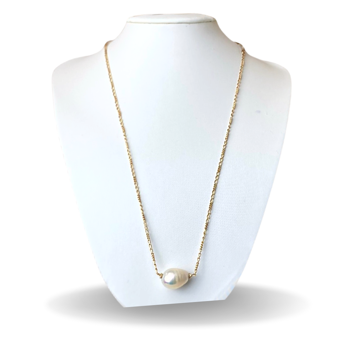 Baroque Pearl Solitaire Necklace - Image #3