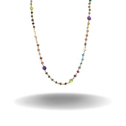 Amethysy, Peridot, Pearl, Apaite and Tourmaline Necklace - Image #1