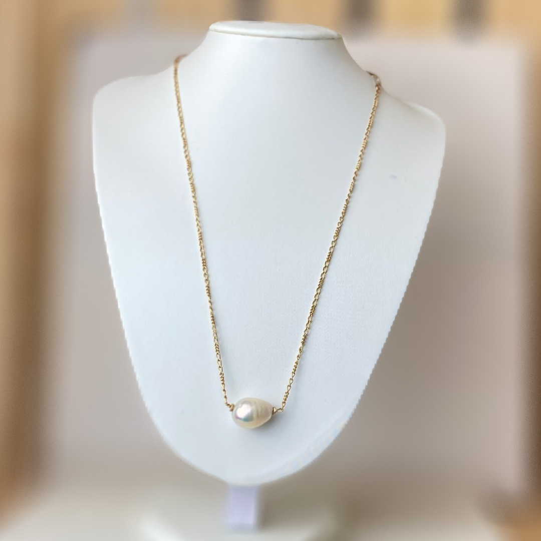 Baroque Pearl Solitaire Necklace - Image #1